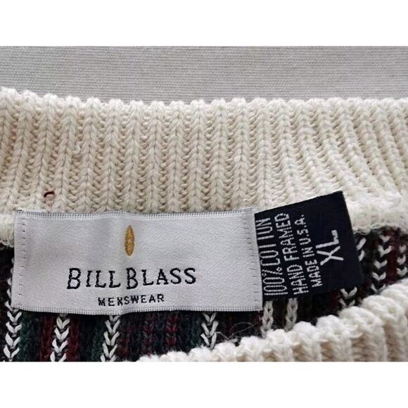 Vintage Bill Blass Sweater Knit Pullover Crewneck Plaid Made USA Mens XL - Picture 6 of 10